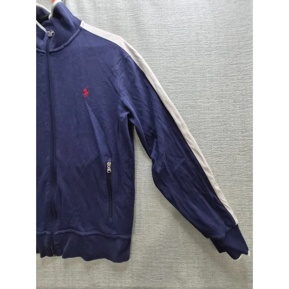 Polo Ralph Lauren Track Jacket Mens Medium Blue Cotton Mock Neck Performance